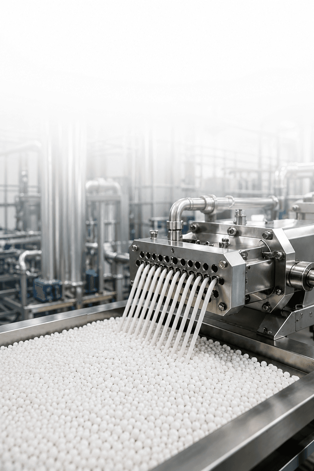 Flame-retardant masterbatch extrusion with white pellets